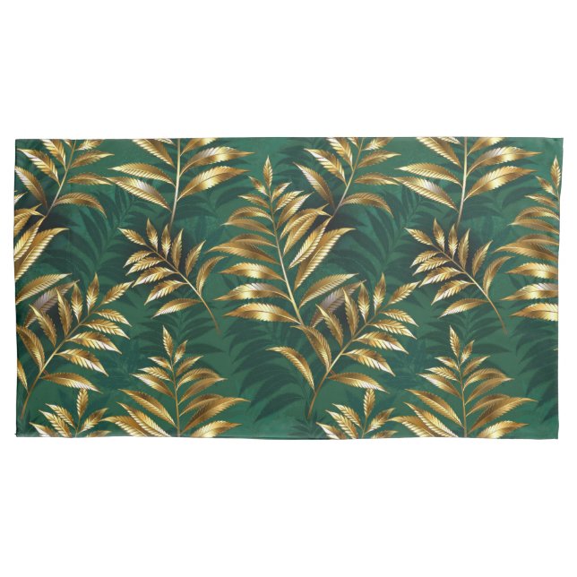 Housse D'oreillers Seamless pattern with golden ferns (devant)