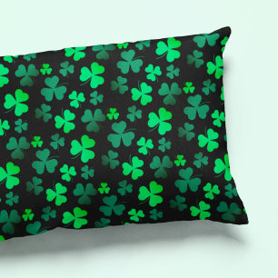 Housse D'oreillers Shamrock Clover Irlande Irish Modern Green & Black