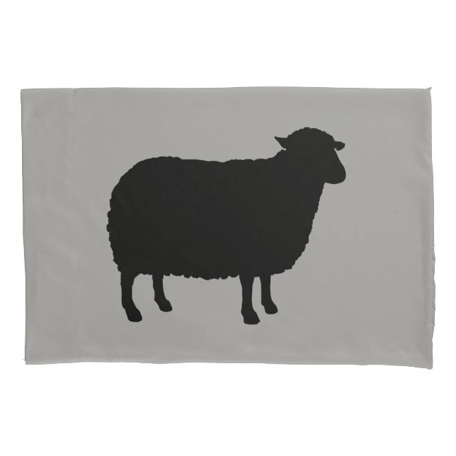 Housse D'oreillers Silhouette de moutons noirs (devant)