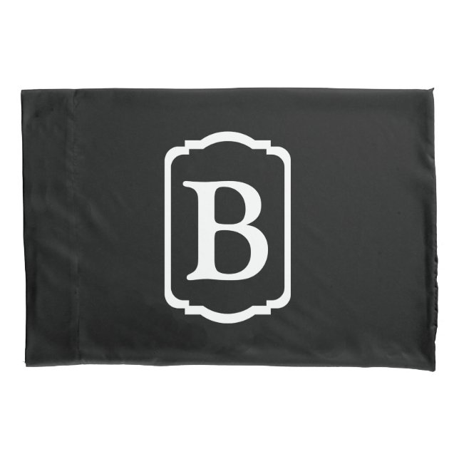 Housse D'oreillers Simple Black and White Framed Monogram (devant)