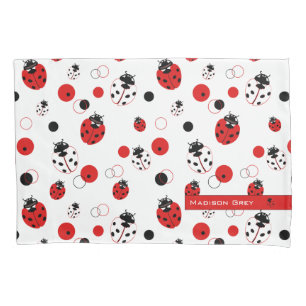 Housse D'oreillers Simple Motif de Ladybug rouge, noir et blanc
