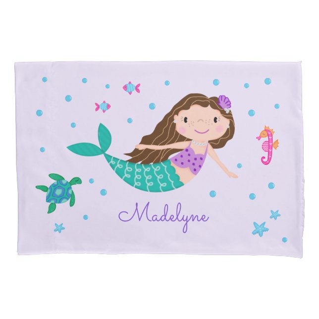 Housse D'oreillers Sirène Sous La Mer Personalisé Violet (devant)