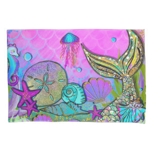 Housse D'oreillers Sirènes & Coquillages sous la mer Rose Étincelle