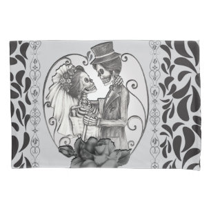 Housse D'oreillers Skeleton Love Couple Mariage Dance