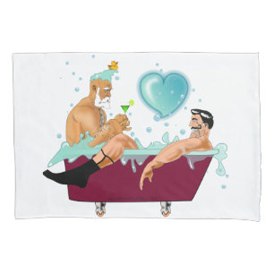 Housse D'oreillers SlipperyJoe's deux gays hommes aiment la baignoire