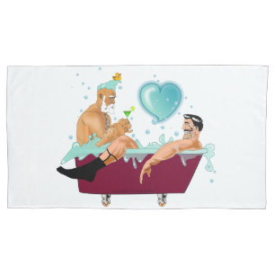 Housse D'oreillers SlipperyJoe's deux gays hommes aiment la baignoire