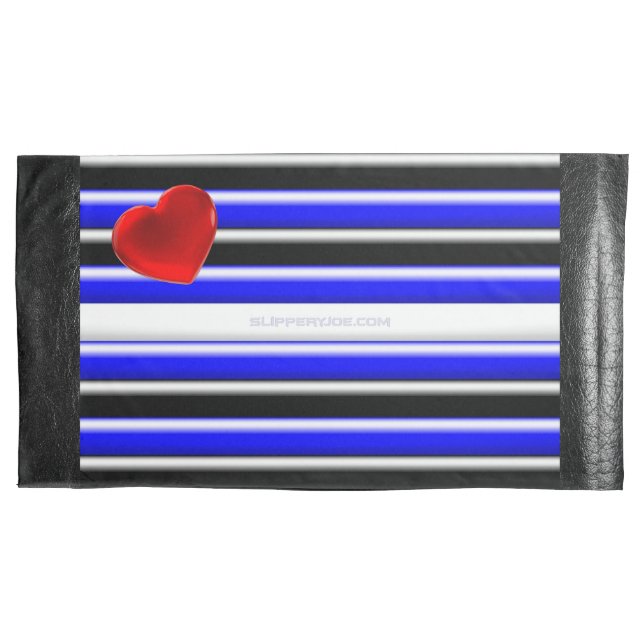Housse D'oreillers SlipperyJoe's Gay Leather Pride drapeau royal noir (devant)