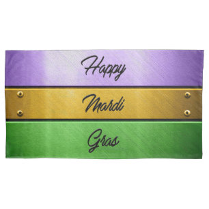 Housse D'oreillers SlipperyJoe's Happy Mardi Gras violet or vert b