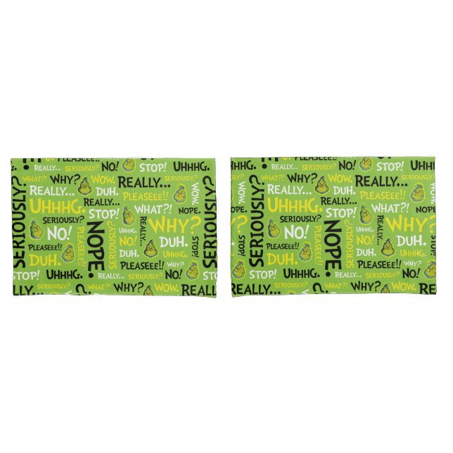 Housse D'oreillers Snarky Grinch | Grinch Snarky Phrase Motif (devant-Set)