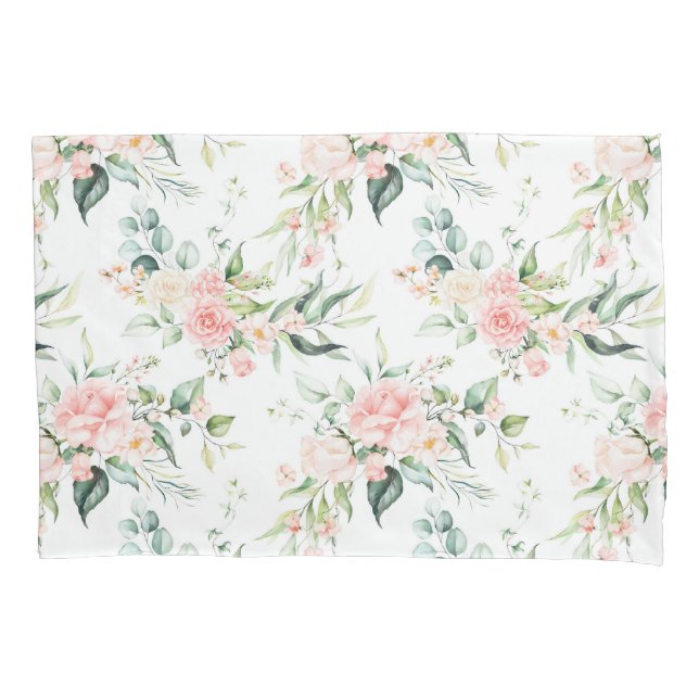 Housse D'oreillers Soft Pastel Rose Rose Flower Motif (devant)