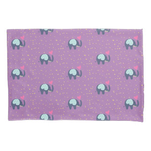 HOUSSE D'OREILLERS SOMMEIL PURPLE ELEPHANT STARS MOTIF