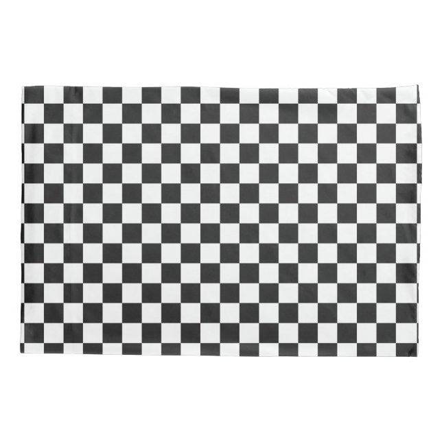 Housse D'oreillers Sophisticated Black and White Checkered Pattern (Dos)