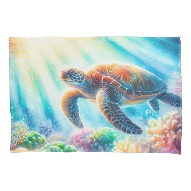Housse D'oreillers Sous la tortue de mer (devant)