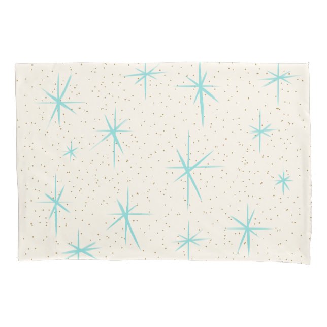 Housse D'oreillers Space Age Turquoise Starburst Pillowcase (devant)