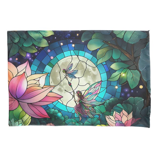 Housse D'oreillers Stained Glass Little Fairy With Dragonfly (devant)