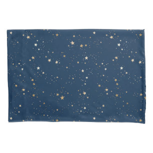 Housse D'oreillers Star d'or sur le Motif de nuit bleu