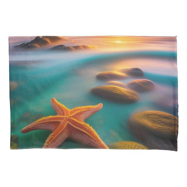 Housse D'oreillers Starfish sur la plage à Sunrise (devant)