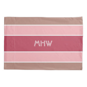 Housse D'oreillers Stripes Motif monogramme personnalisé pilotis