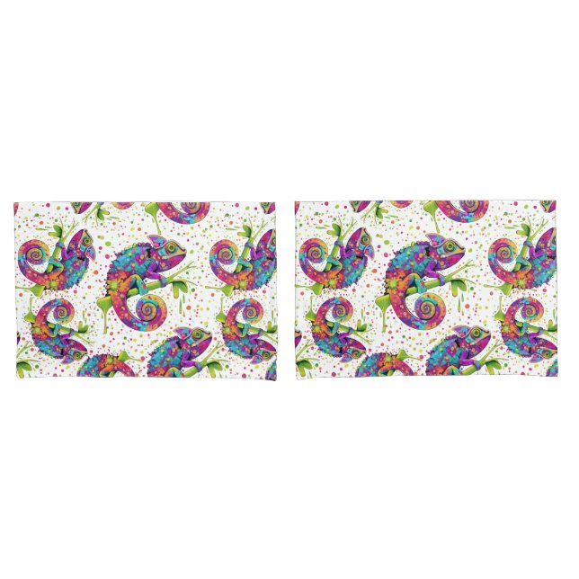 Housse D'oreillers Style d'aquarelle des teintures Chameleon (devant-Set)