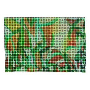 Housse D'oreillers Style de panier, rubans courbés verts, détails cor
