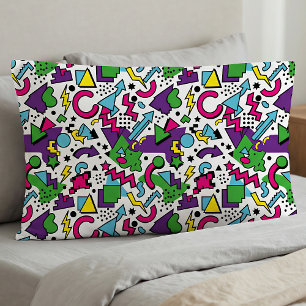 Housse D'oreillers Style Memphis Violet Turquoise Vert Rétro 90s