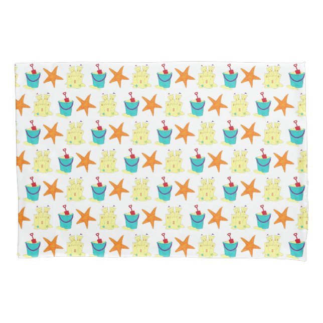Housse D'oreillers Summer Beach Party Sandcastle Starfish Pail Shovel (devant)