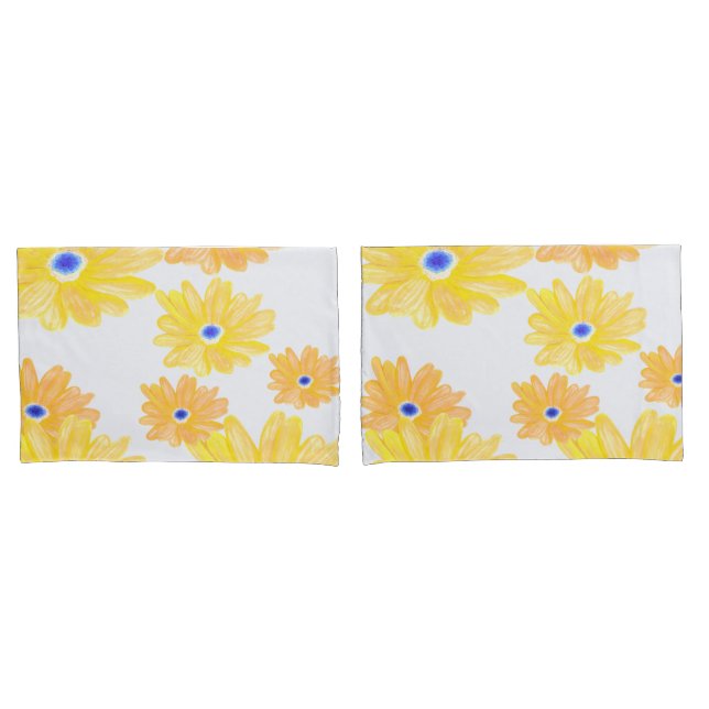 Housse D'oreillers Summer Yellow Floral  (devant-Set)