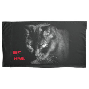 Housse D'oreillers Sweet Dreams avec Black Cat Icy Stare