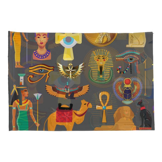 Housse D'oreillers SYMBOLE HIÉROglyphique égyptien Motif pharaon (Dos-Droit)