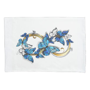Housse D'oreillers Symbole infini de papillons Morpho bleus