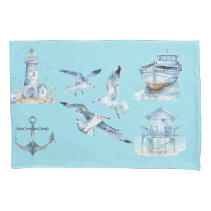 Housse D'oreillers Symphonie côtière en bleu pastel