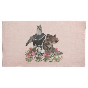 HOUSSE D'OREILLERS TAPIR, TAMANDUA, TAMARIN & HIBOU