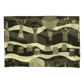 Housse D'oreillers Tapisserie de bois gris : arbres motif.