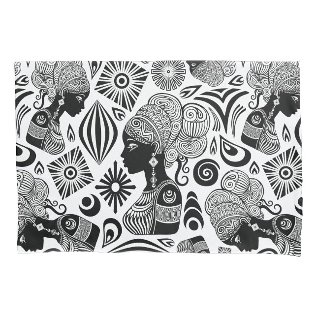 Housse D'oreillers Tatouage Tribal Portrait de Fille Africaine (devant)