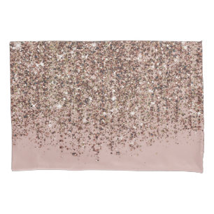 Housse D'oreillers Taupe Rouge Bronzé Rose Gold Paillettes Cascade