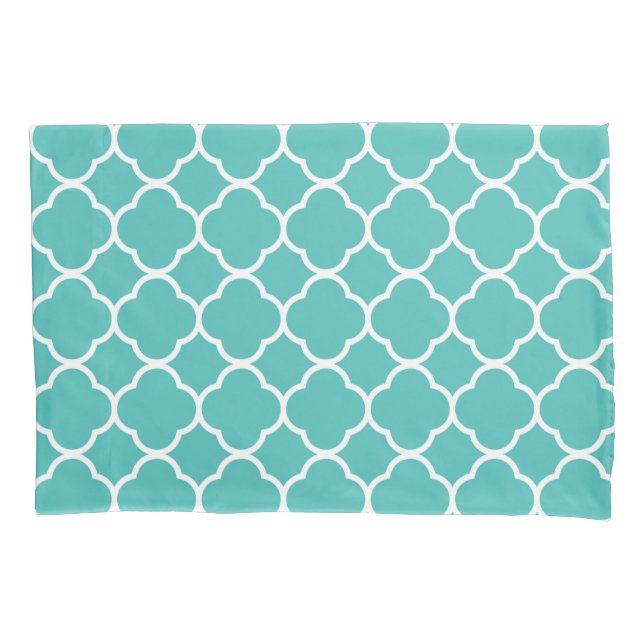 Housse D'oreillers Teal Quatrefoil Pattern (devant-gauche)