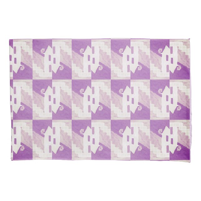 Housse D'oreillers Teintes violettes : Halloween Motif de la maison (devant)