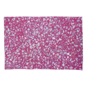 Housse D'oreillers Terrazzo Texture : Elégance blanche rose.