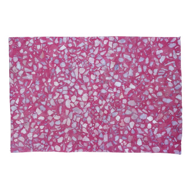 Housse D'oreillers Terrazzo Texture : Elégance blanche rose. (devant)