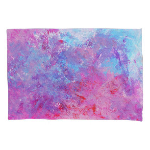 Housse D'oreillers Texture créative bleu-rose, taches de peinture.