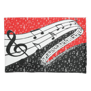 Housse D'oreillers Thème musical rouge et noir