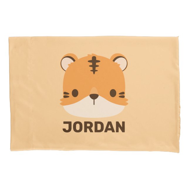 Housse D'oreillers Tigre mignon avec nom personnalisé (devant)