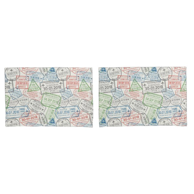 Housse D'oreillers Timbres Visa de voyage (devant-Set)