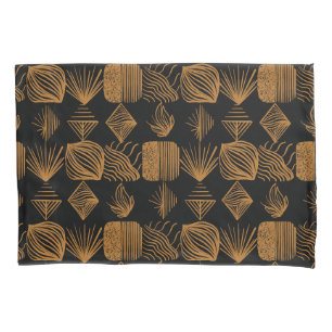 Housse D'oreillers Tissu Tribal des Caraïbes : Noir, Or