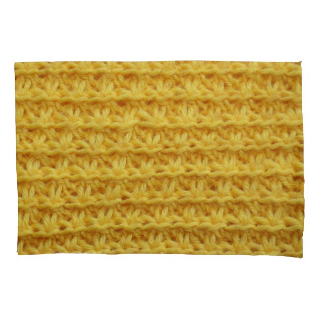 Housse D'oreillers Tissu tricoté jaune : texture rayée. (devant)