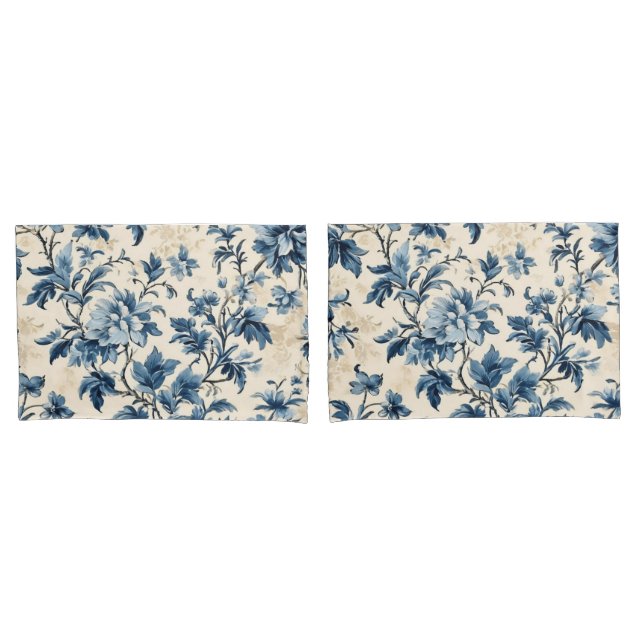 Housse D'oreillers Toile Bleue Pays Français (devant-Set)