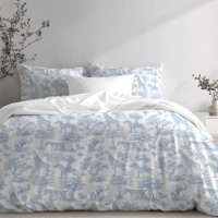 Toile de Jouy animaux de safari bleu