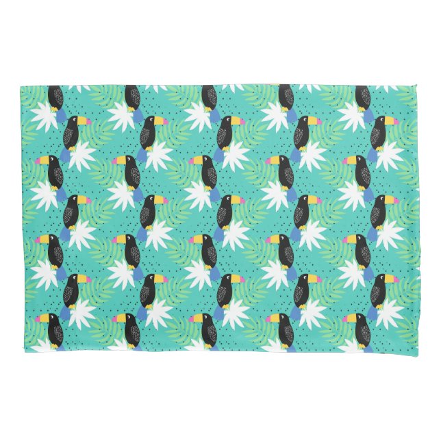 Housse D'oreillers Toucans sur Teal (devant-gauche)