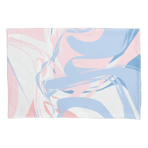 Housse D'oreillers Tourbillon de marbre bleu blanc rose