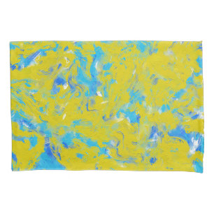 Housse D'oreillers Tourbillons jaunes, bleus et blancs